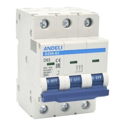 Авт. выкл. DZ66-63/3P 2A 6kA х-ка D (ANDELI) ANDELI