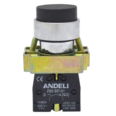 Кнопка XB2-BL21 без подсветки черный 1НО (ANDELI)