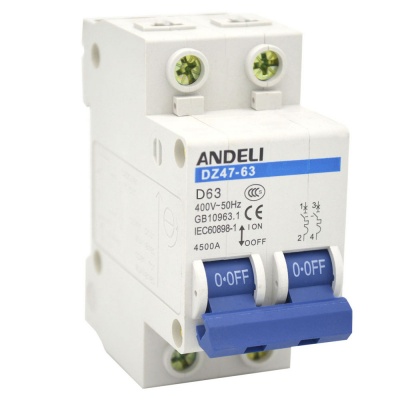 Авт. выкл. DZ47-63/2P 2A 4.5kA х-ка D (ANDELI) ANDELI