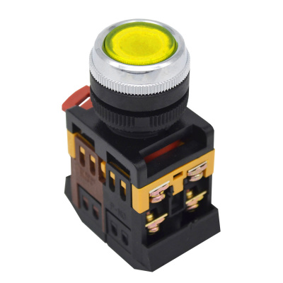 Кнопка ABLFS-22 желтый d22mm неон/220B 1з+1р (ANDELI)