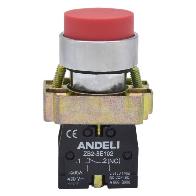 Кнопка XB2-BL42 без подсветки красный 1Н3 (ANDELI)